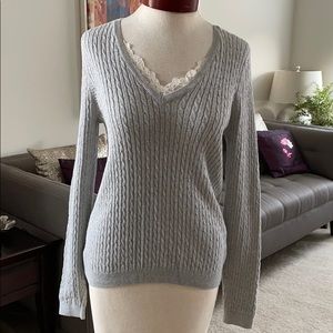 Jeanne Pierre Gray V-Neck Women’s Sweater